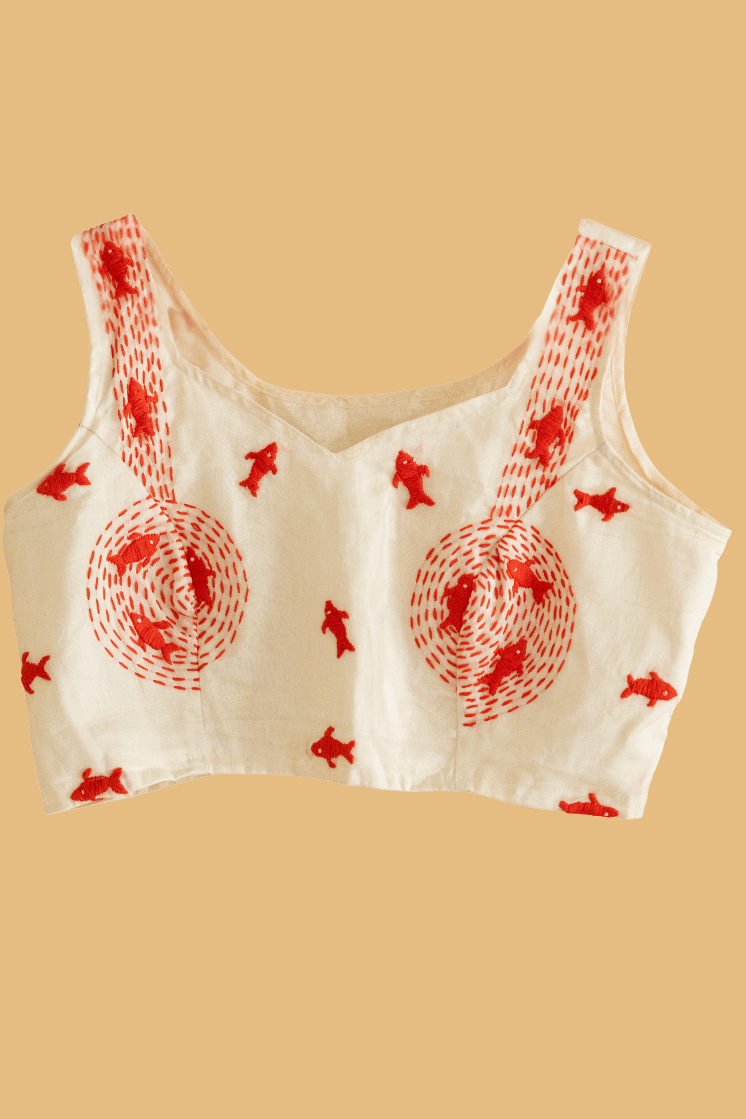 Kantha Embroidered Fish Corset ā Ivory Edit - Kozylook